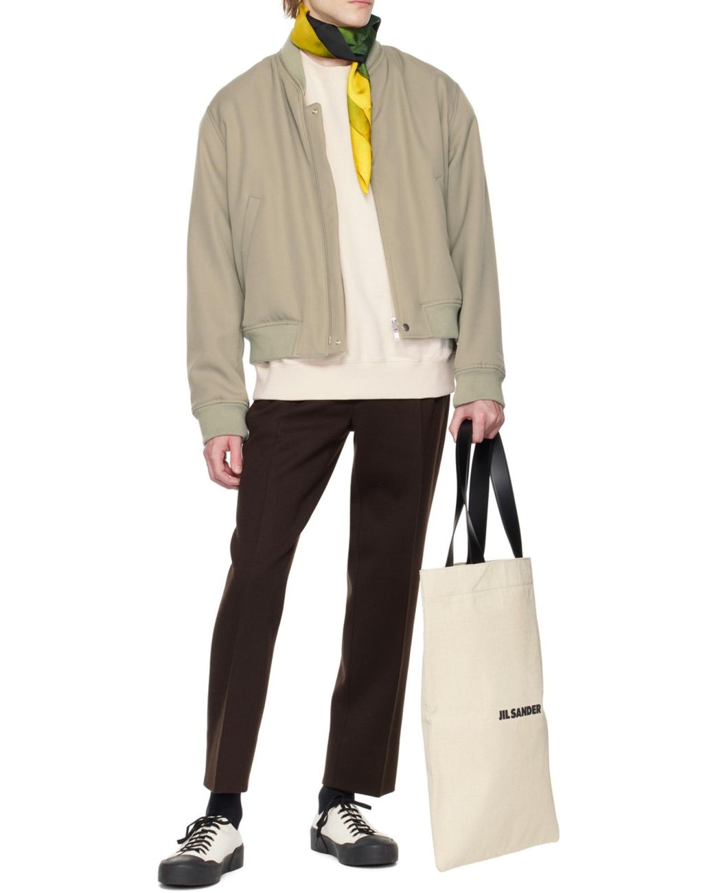 Jil Sander Natural Logo Printed Top Handle Bag for men