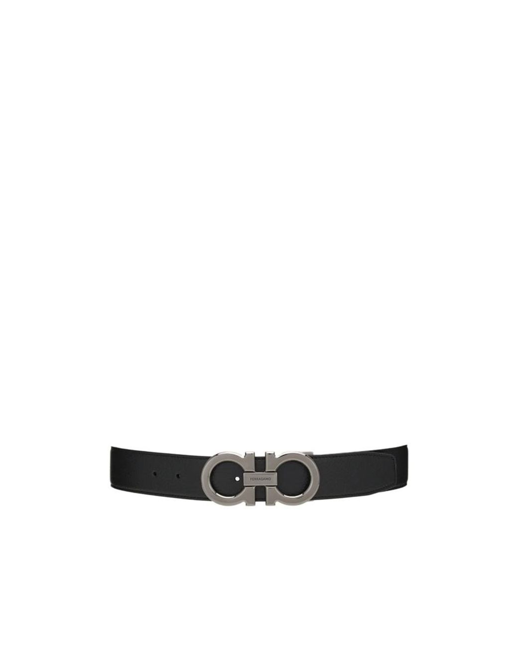 Ferragamo White Gancini Buckle-Logo Belt for men