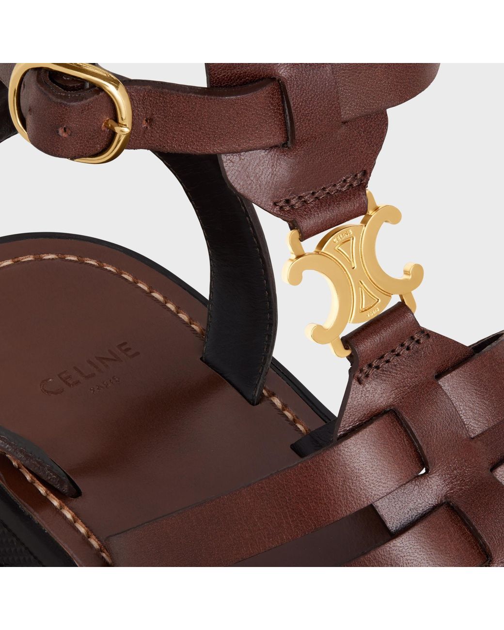 Céline White Clea Triomphe Gladiator Mid Sandal