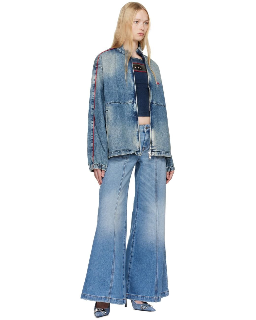 DIESEL Blue Logo Embroidered Denim Jacket for men