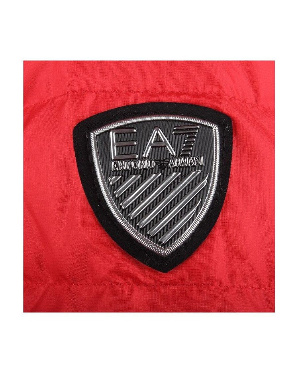 EA7 Red Logo Quilted Down Jacket for men