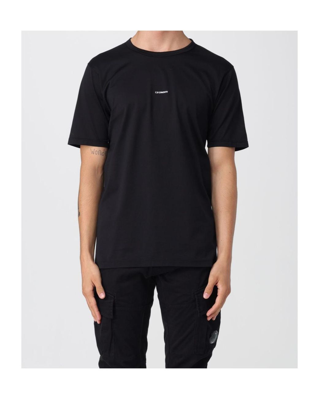 C P Company Black Gasato Short Sleeved Logo Jersey T-Shirt for men