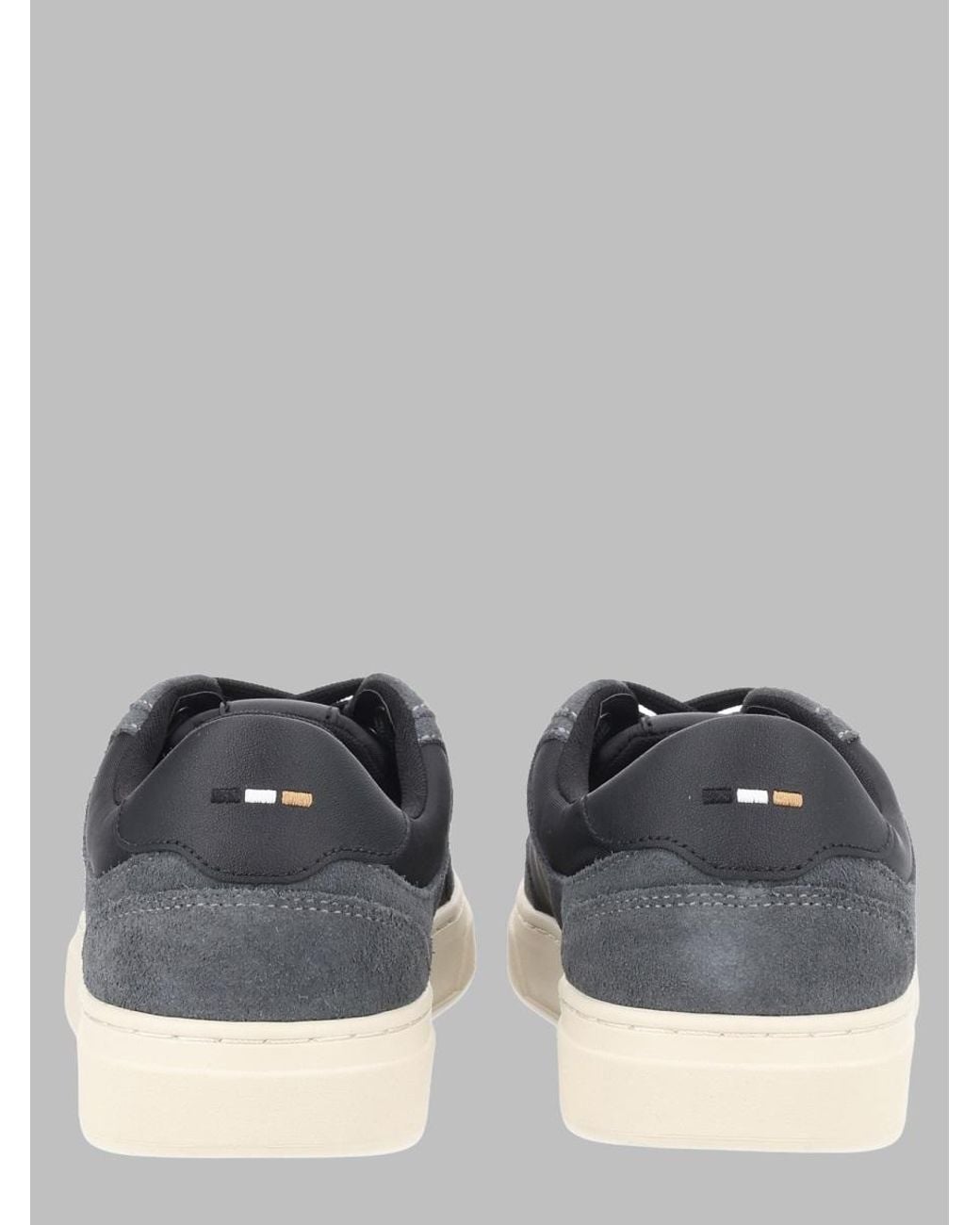 Boss Blue Kieran Suede-Panelled Logo-Print Sneakers for men