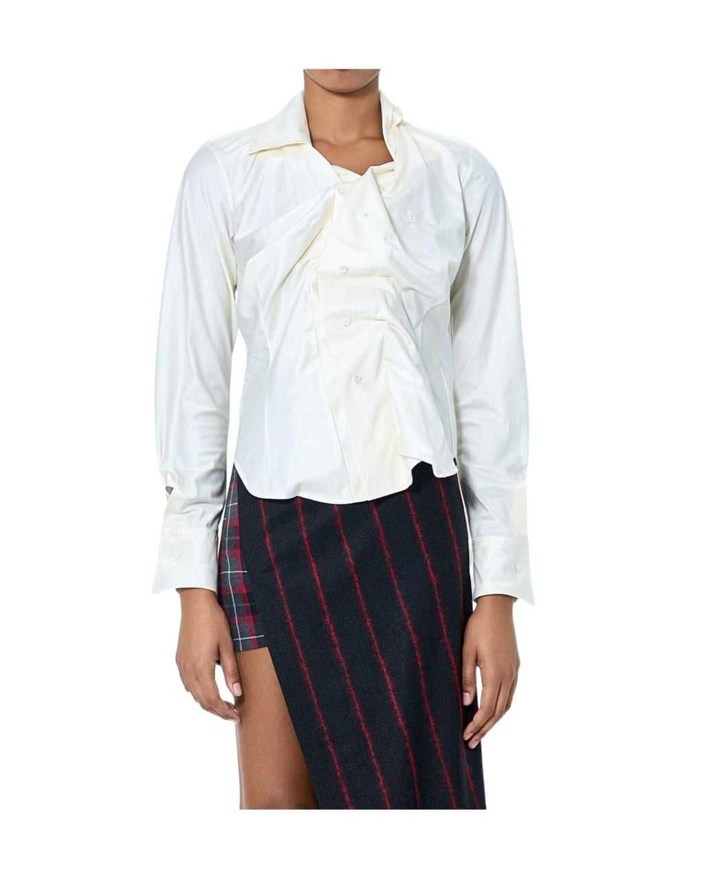 Vivienne Westwood White Drunken Draped Long Sleeved Shirt