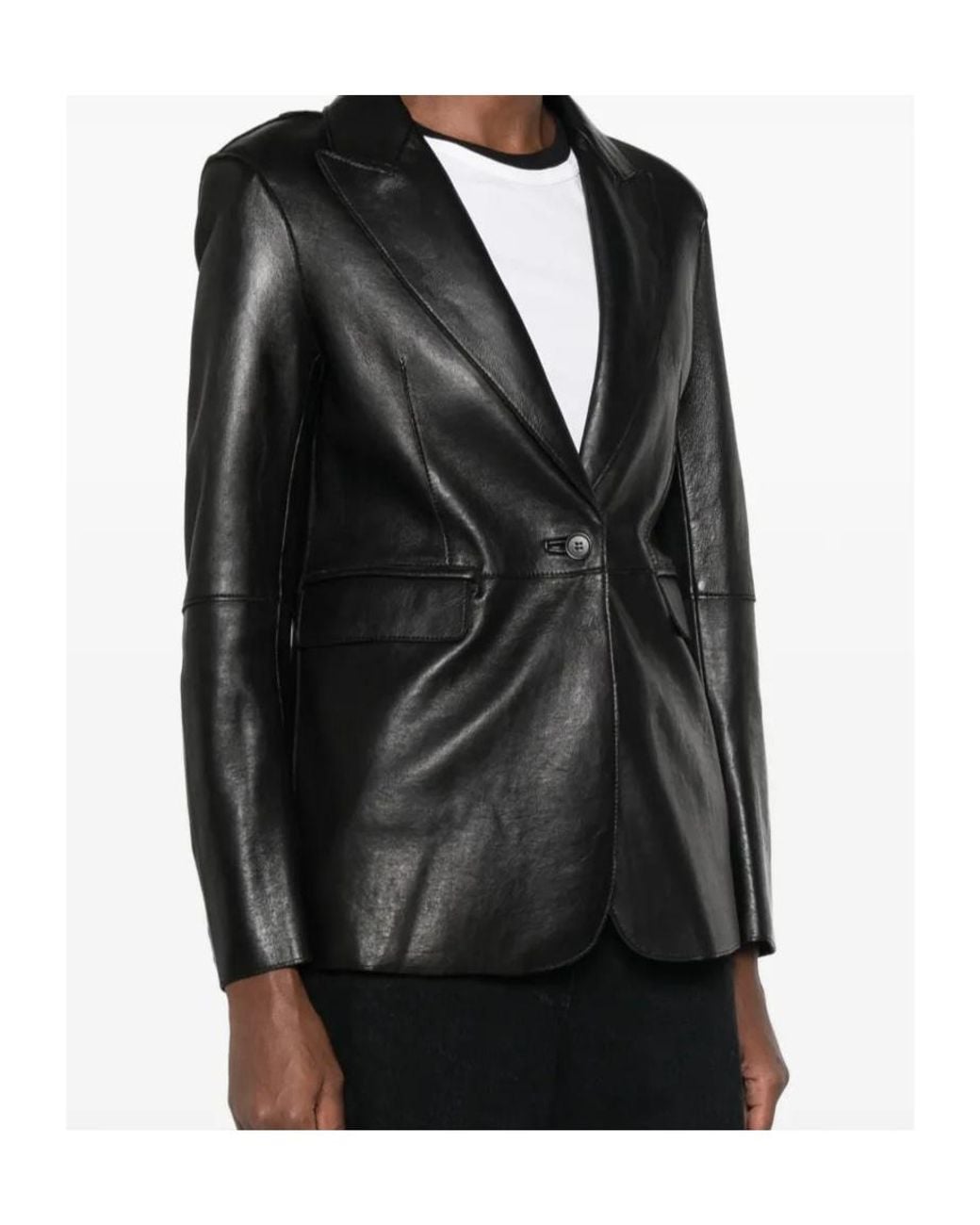 P.A.R.O.S.H. Black Long-Sleeve Leather Jacket