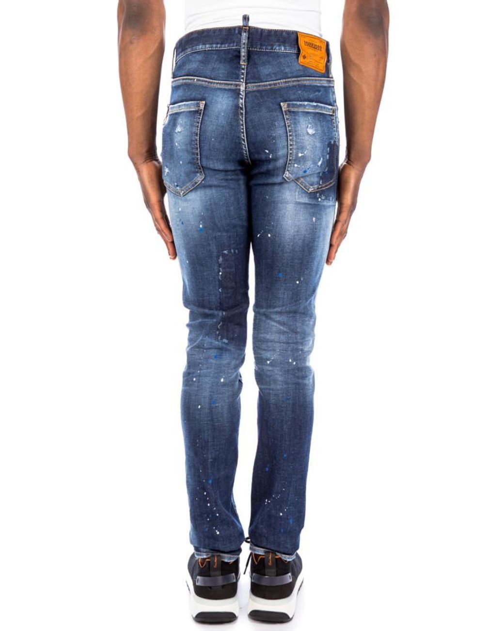 DSquared² Blue Mid-Rise Distressed Skinny Jeans for men
