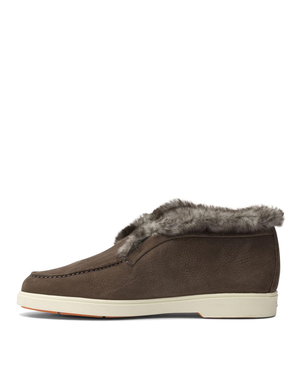 Santoni Brown Fortune Shearling Flat Shoes