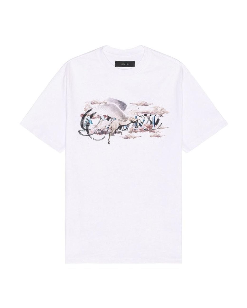Amiri White Pegasus Script Logo Cotton T-Shirt for men