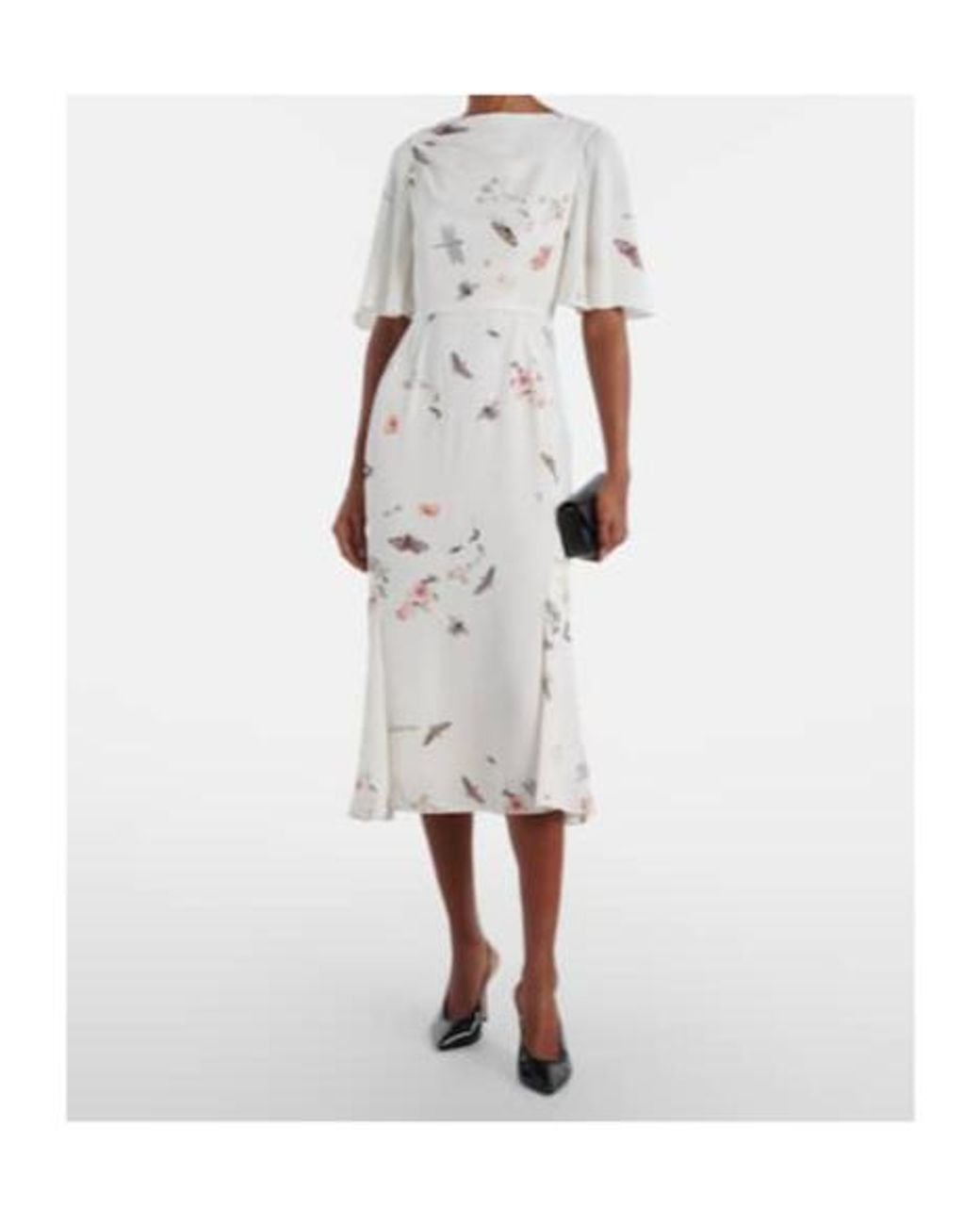 Erdem White Printed Crêpe Midi Dress