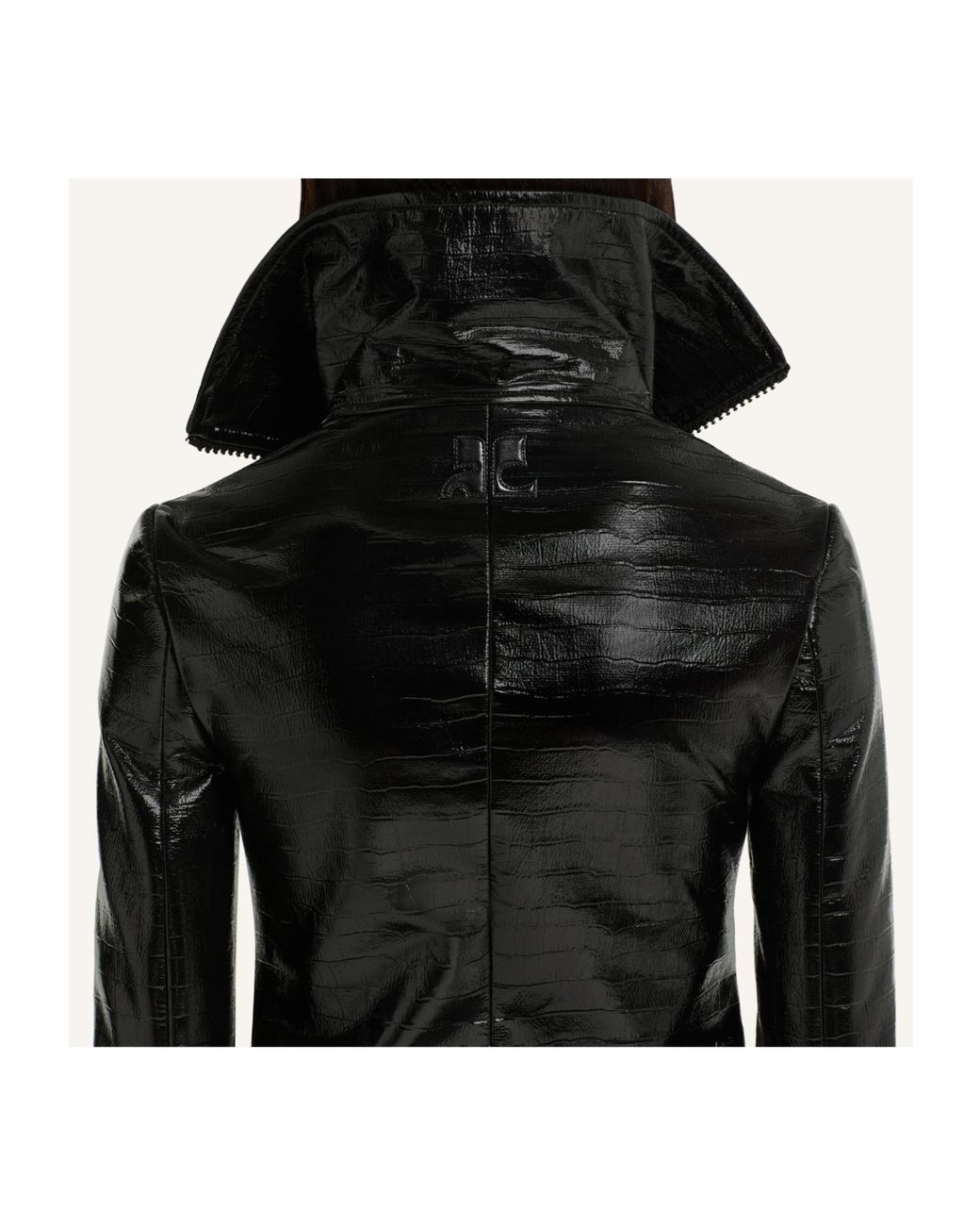 Courreges Black Croc-Embossed High-Neck Jacket