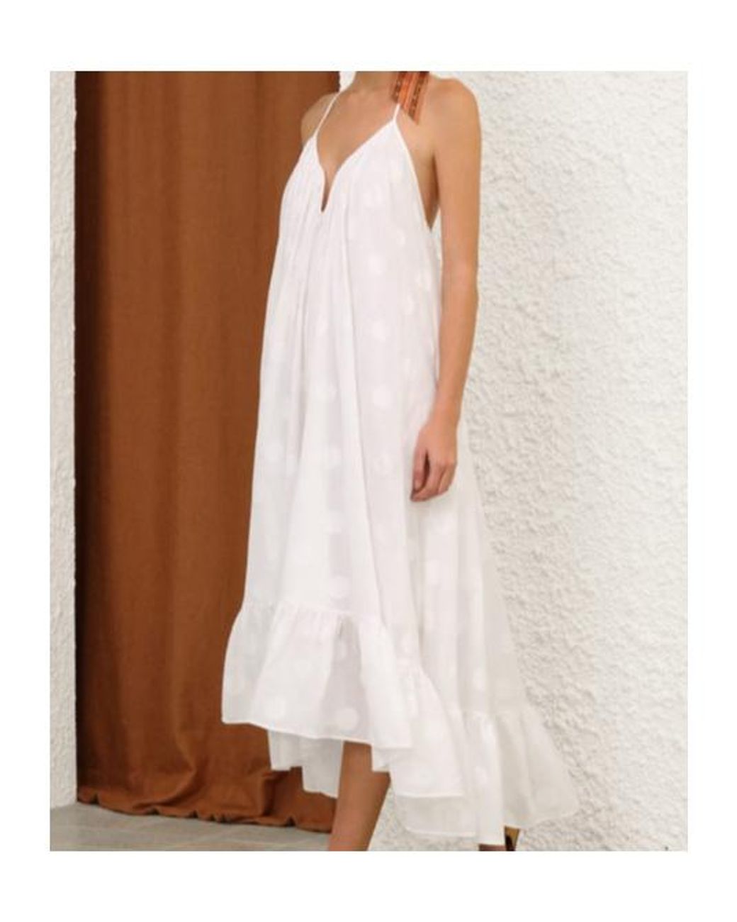 Zimmermann White Solstice Polka-Dot Ruffled Midi Dress