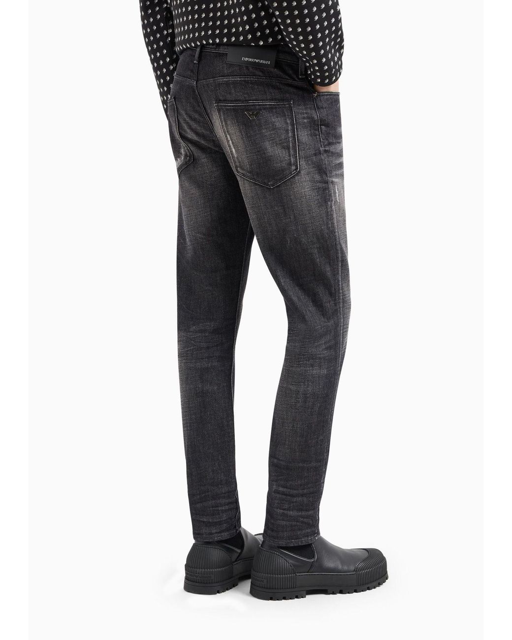 Emporio Armani Gray Distressed Jeans for men