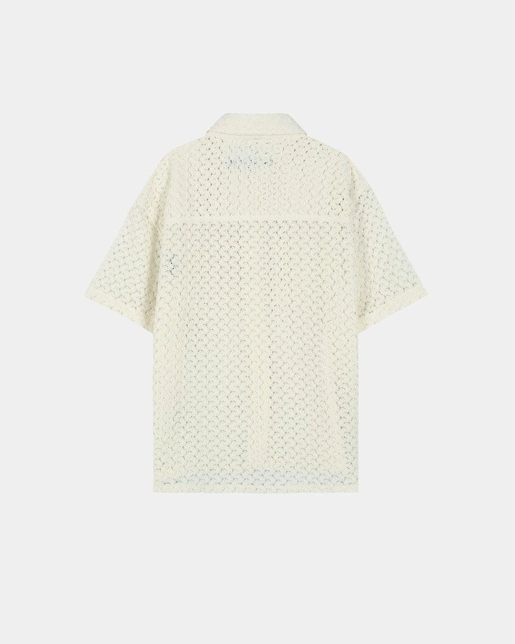 ANDERSSON BELL White Lace Short-Sleeve Shirt for men