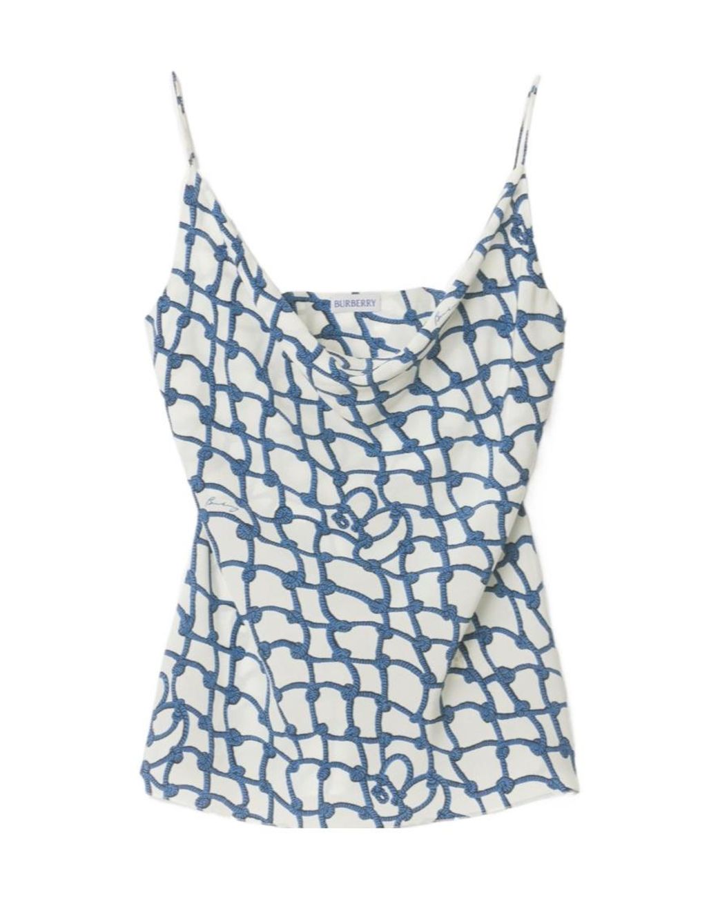 Burberry Blue Allover Knot Printed Tank Top