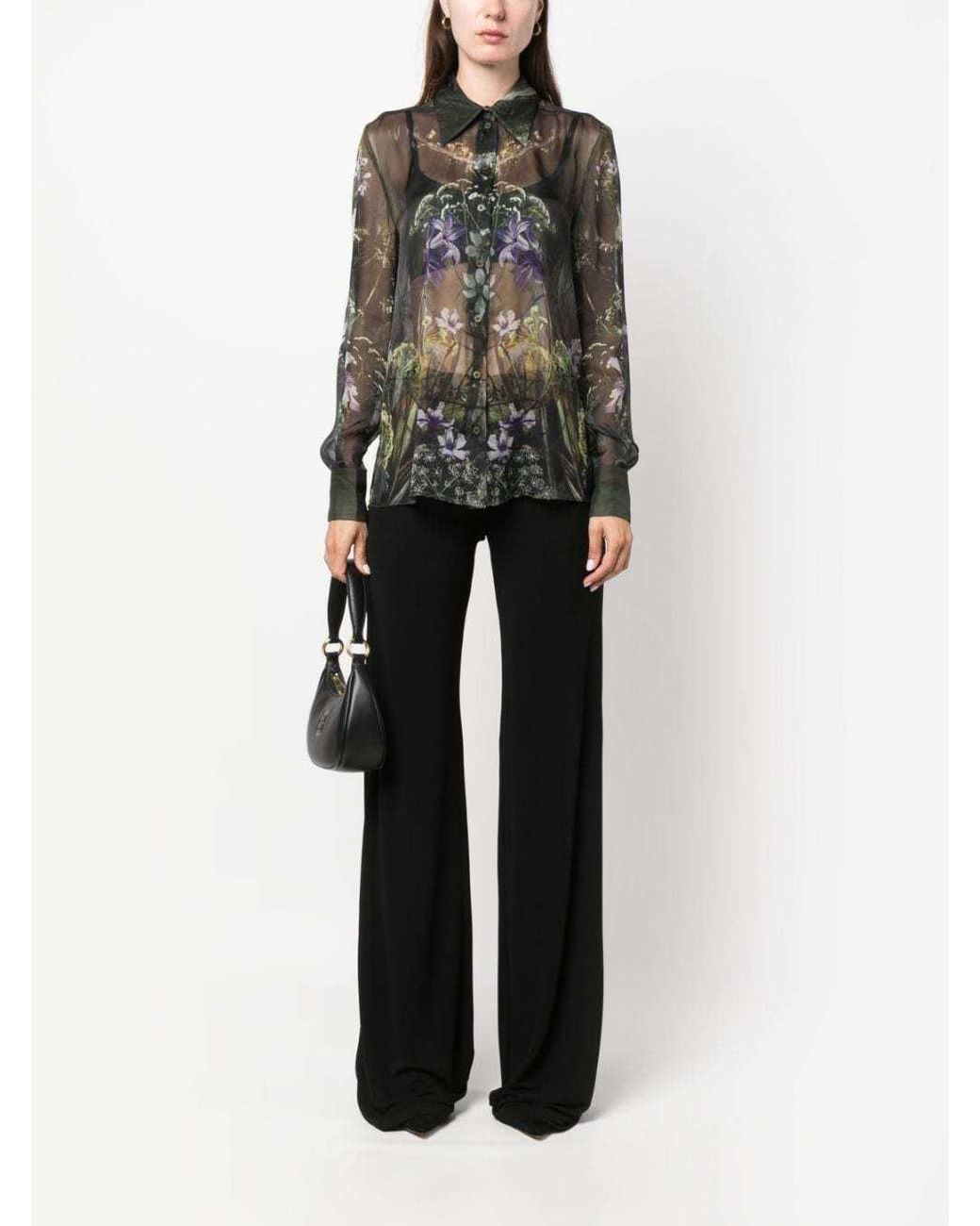 Alberta Ferretti Multicolor Floral-Printed Long-Sleeved Shirt