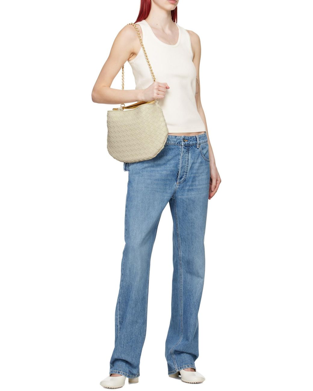 Bottega Veneta White Ribbed Sleeveless Tank Top
