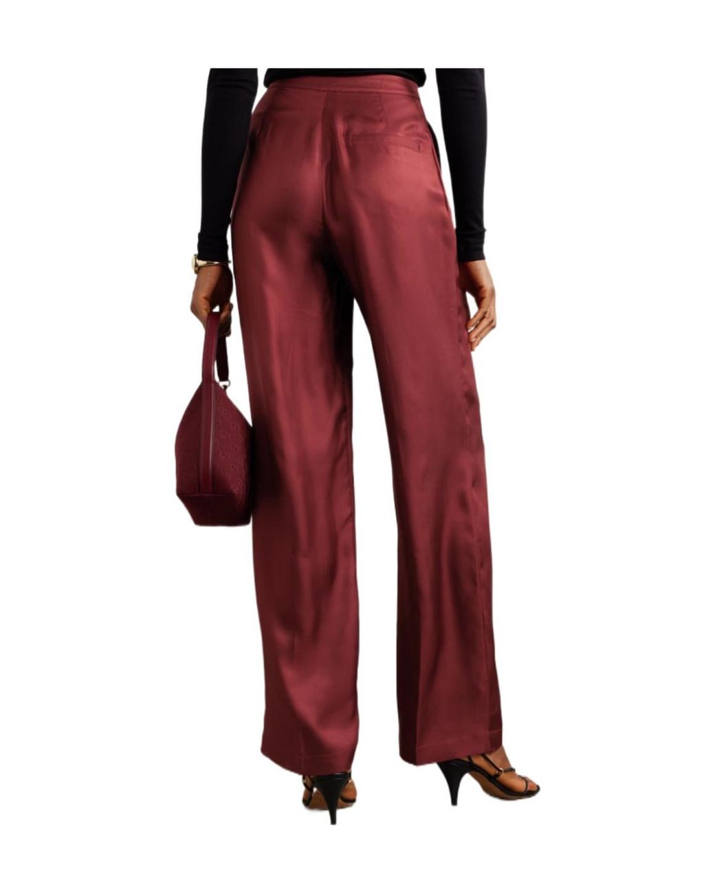 Loulou de Saison Red Fafila Silk-Twill Wide-Leg Pants