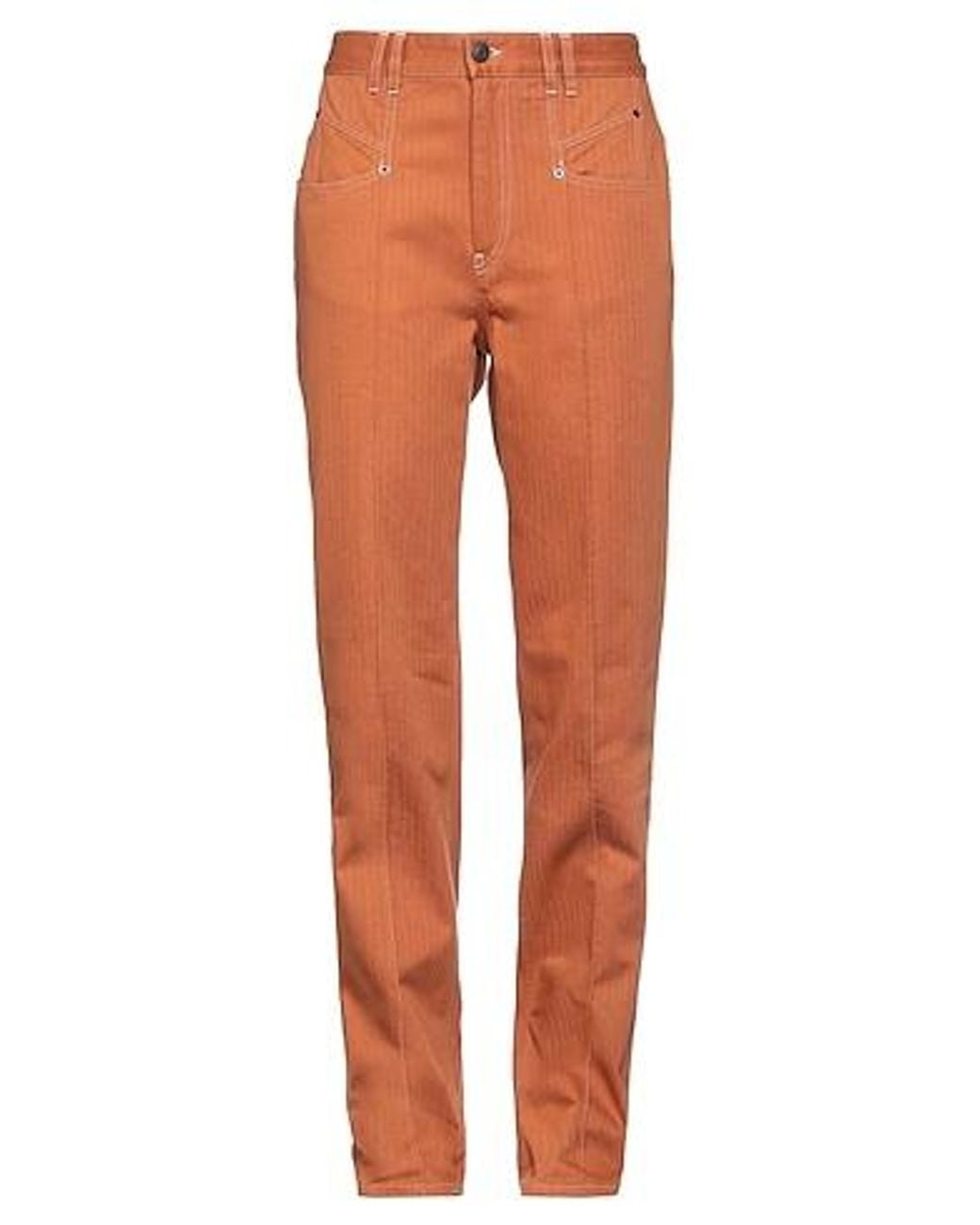 Isabel Marant Orange Solid Color Straight-Leg Pants