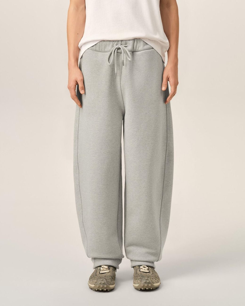 AMI Gray Logo Detailed Drawstring Track Pants for men