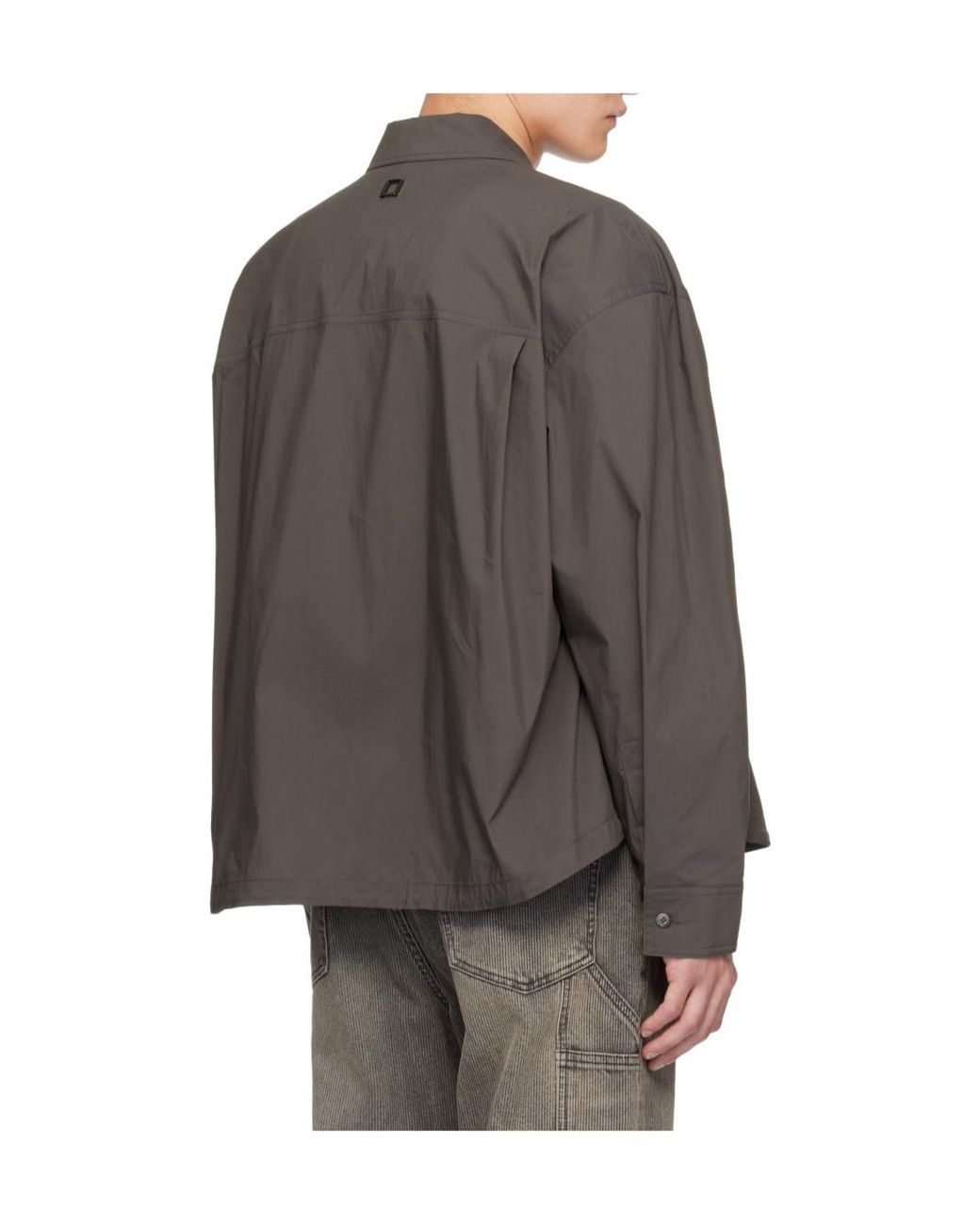 Wooyoungmi Gray Logo-Print Chest-Pockets Shirt for men