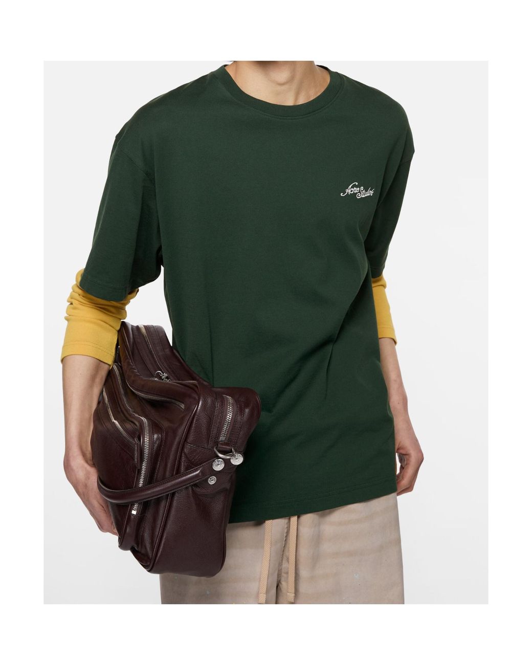 Acne Green Jersey T-Shirt With Logo for men