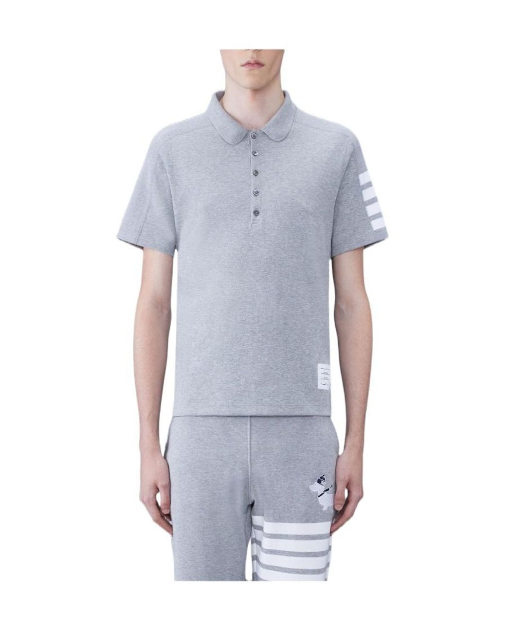 Thom Browne White Bar Short Sleeve Polo Shirt for men