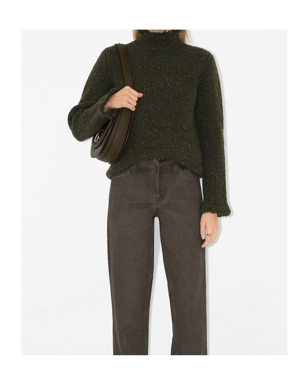 Burberry Green High-Neck Fringed-Edge Jumper