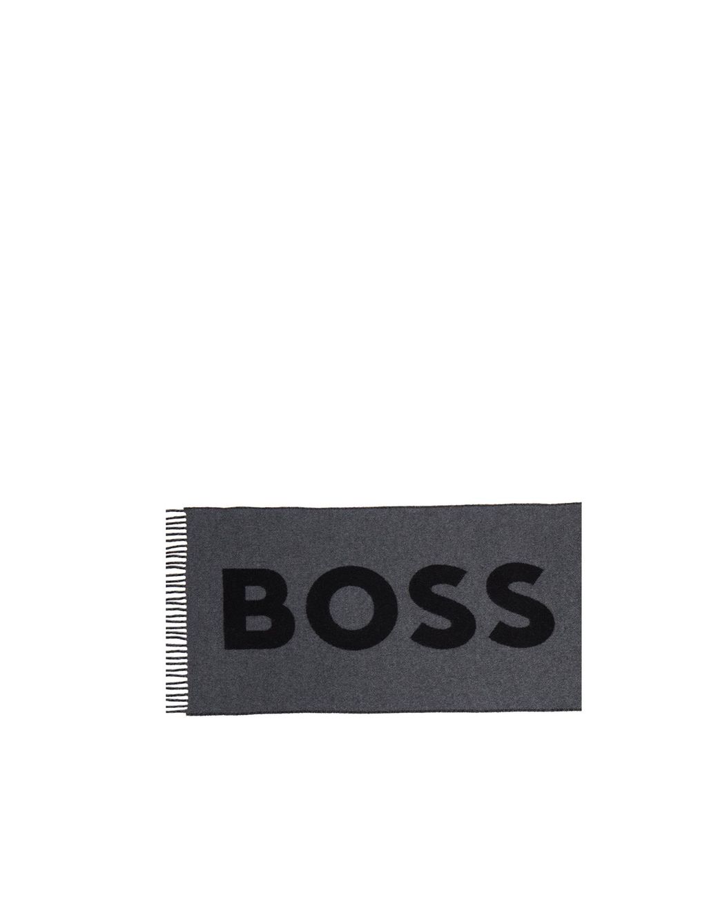 Boss Black Boss Logo Jacquard Fringed Edge Scarf for men