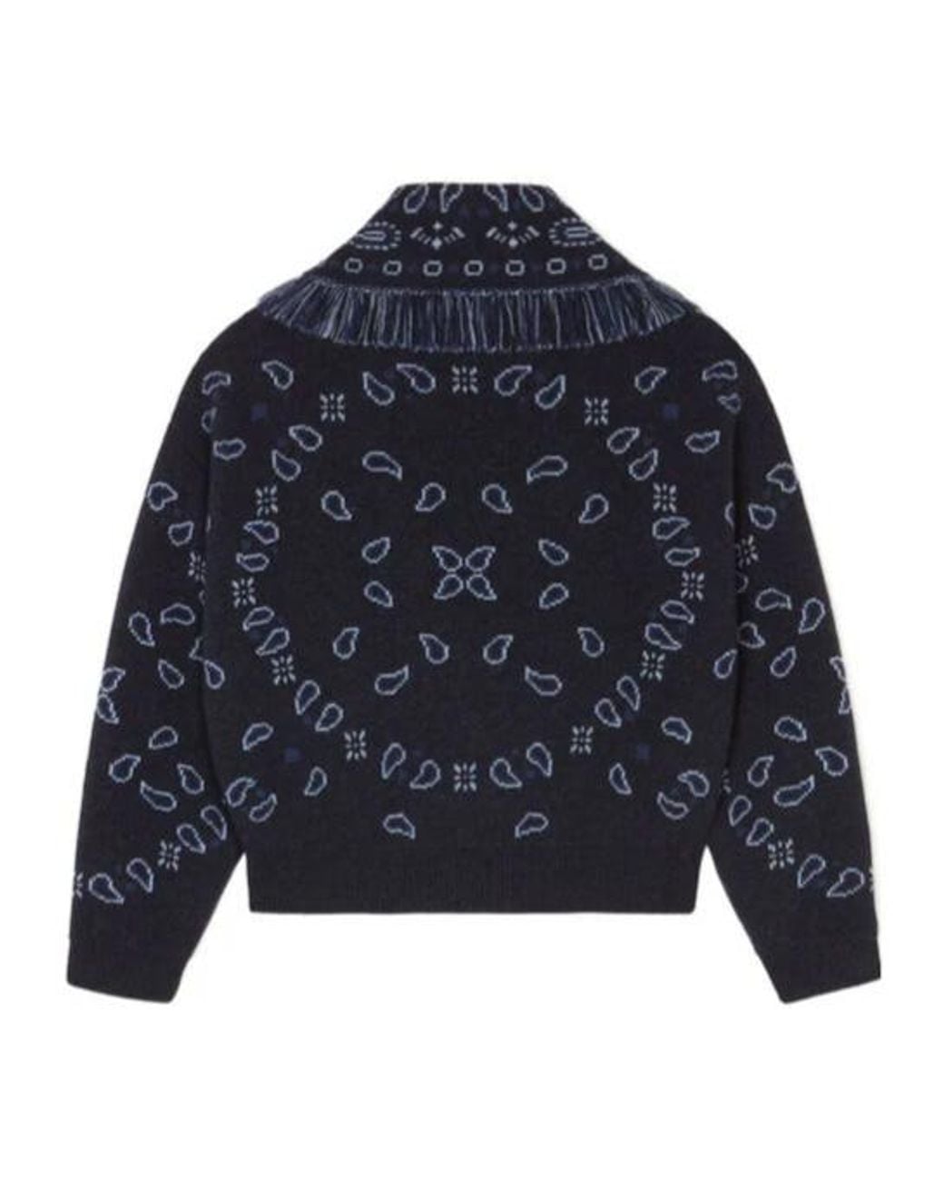 Alanui Blue Bandana Jacquard Knit Cardigan