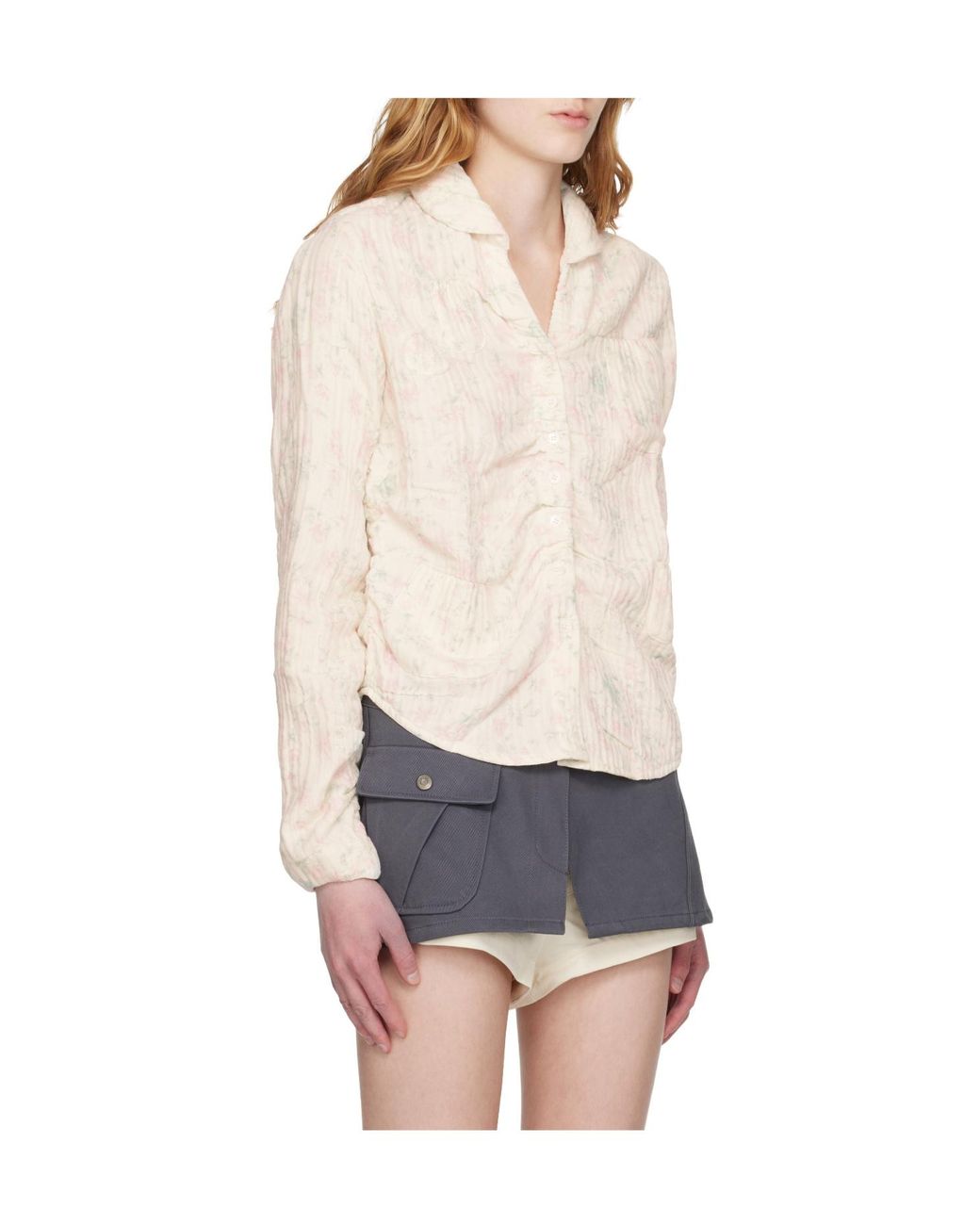 OPEN YY White Floral Pattern Shirt