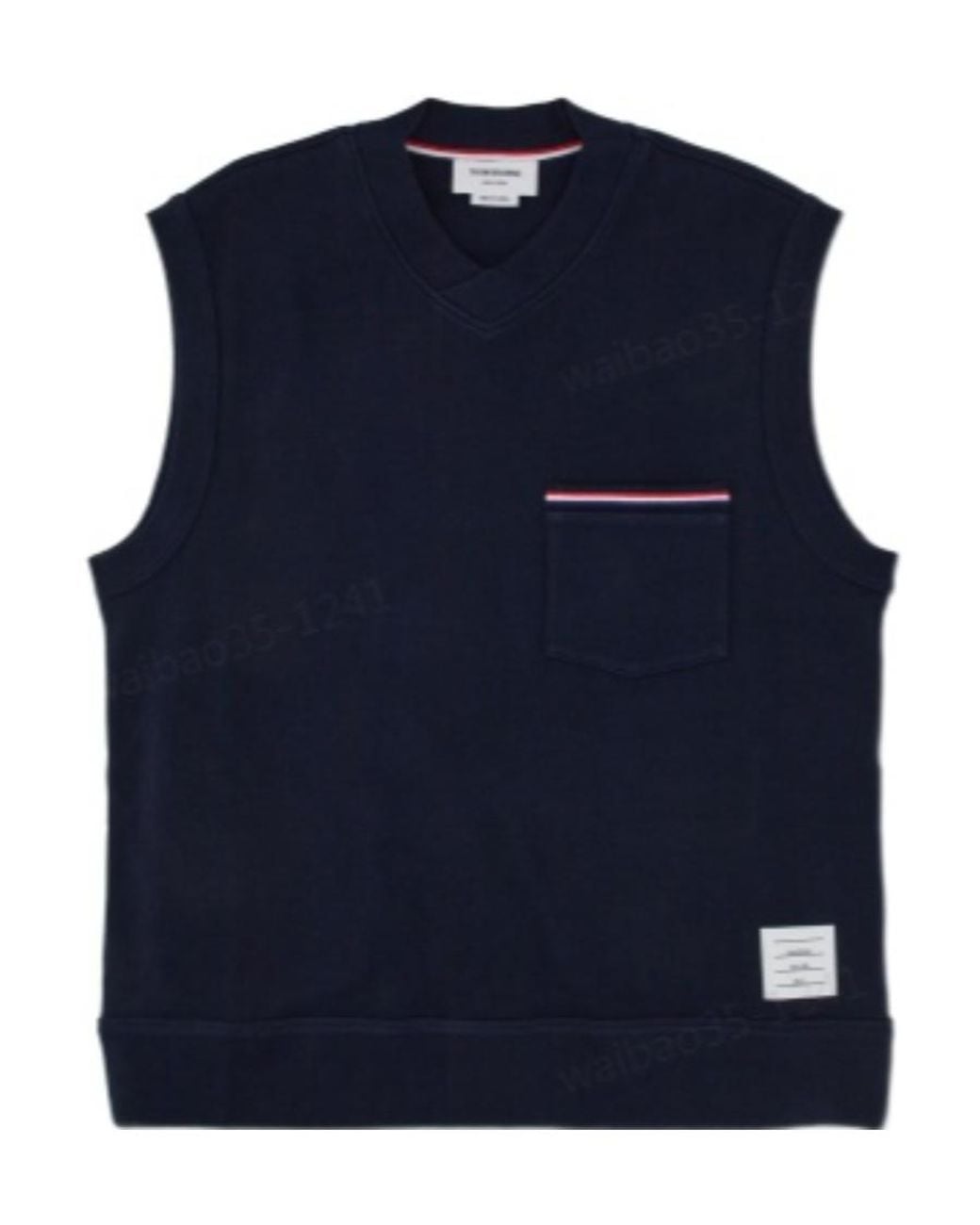 Thom Browne Blue V-Neck Knitted Vest for men