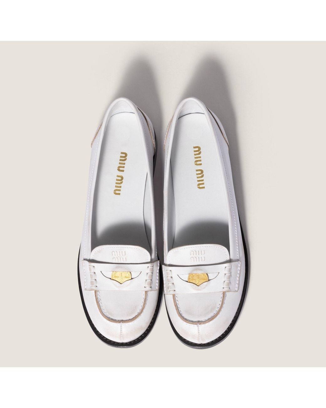 Miu Miu White Logo Loafers
