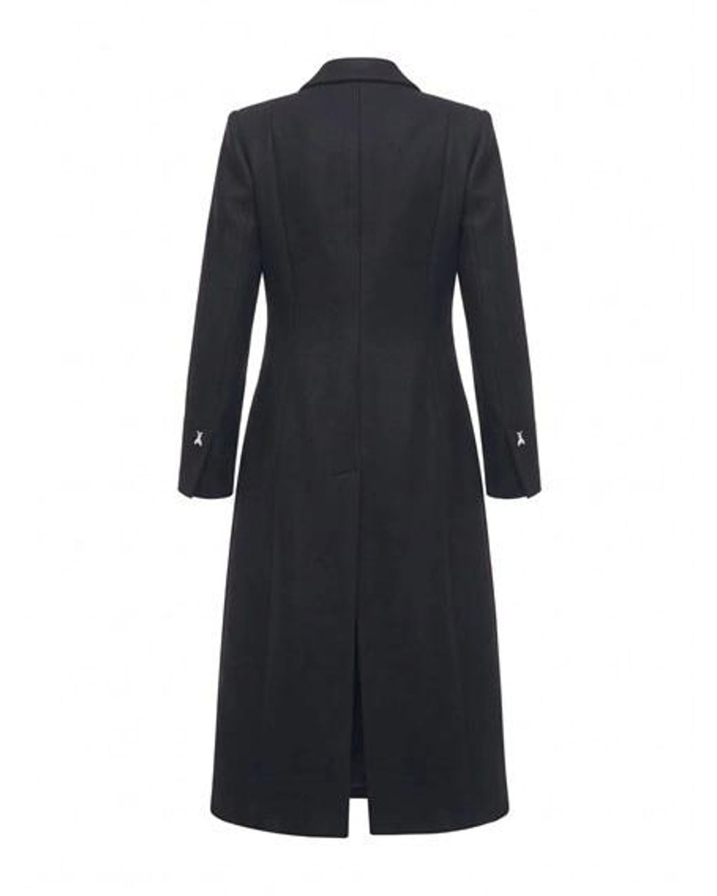 Patrizia Pepe Black Fly-Detail Lapel-Collar Coat