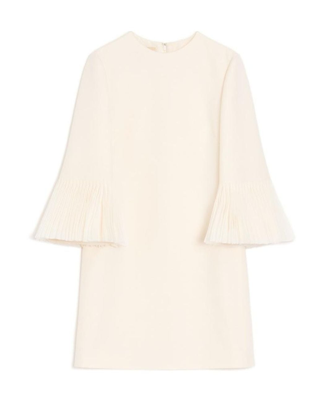 Valentino Natural Embroidered Crepe Couture Short Dress