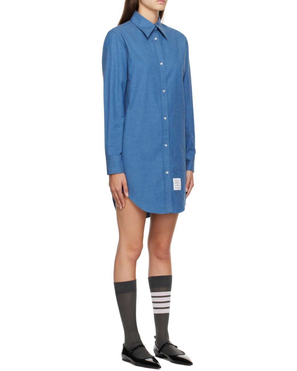 Thom Browne Blue Collared Button-Up Shirt Dress