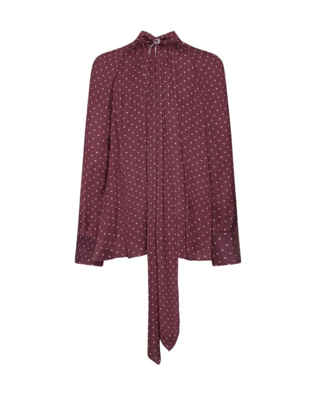 ROTATE BIRGER CHRISTENSEN Purple Dot Satin Bow Shirt Dark
