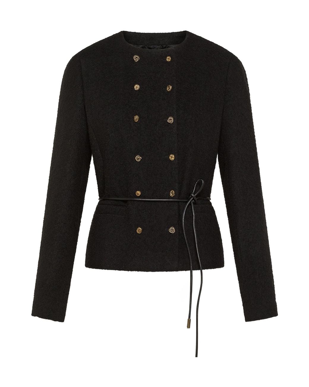 Seventy Black Wool Blend Jacket With Belt