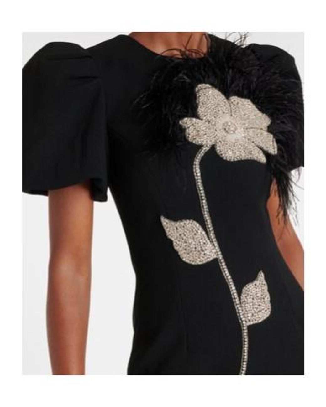 Rebecca Vallance Black Embellished Crepe Dress