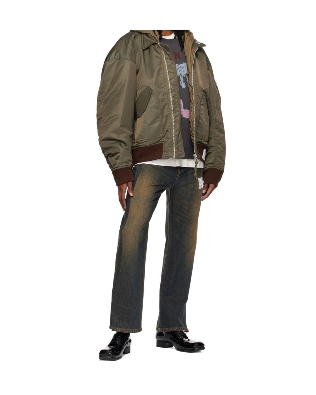 Maison Mihara Yasuhiro Brown Long-Sleeve Zippered Cotton-Padded Jacket for men