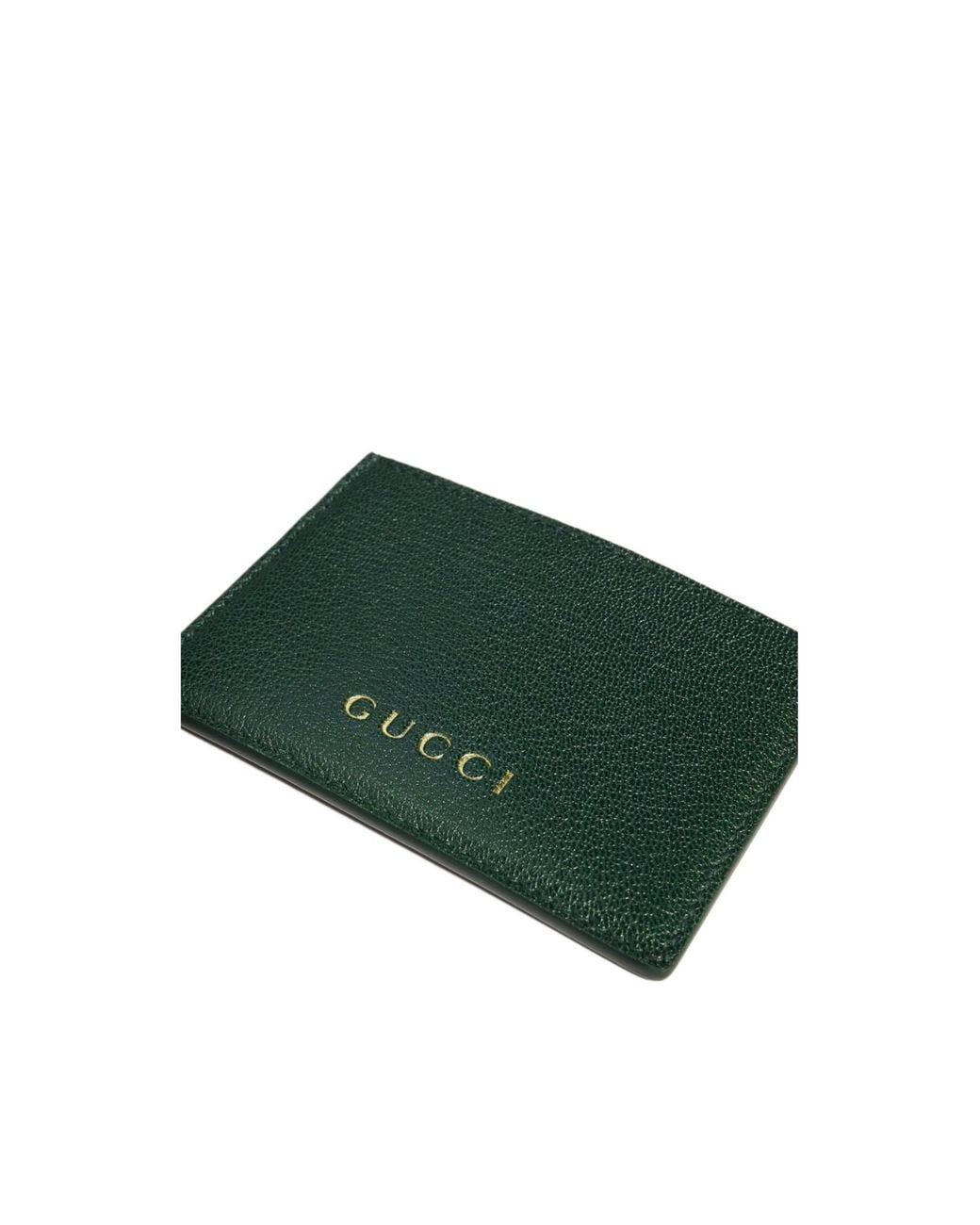 Gucci Green Card Case With Lettering