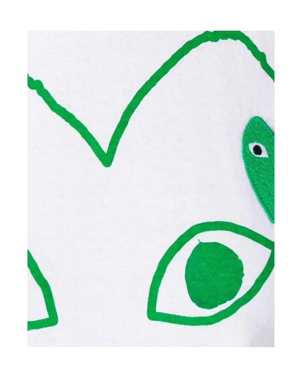 Comme des Garçons Green Logo Outline Print T-Shirt