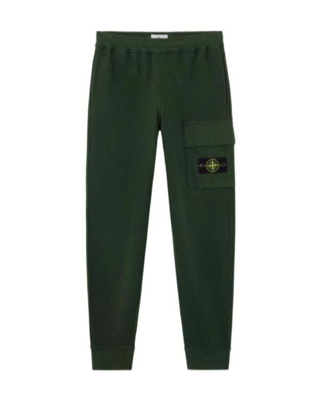 Stone Island Green Logo Patch Tapered-Leg Pants for men