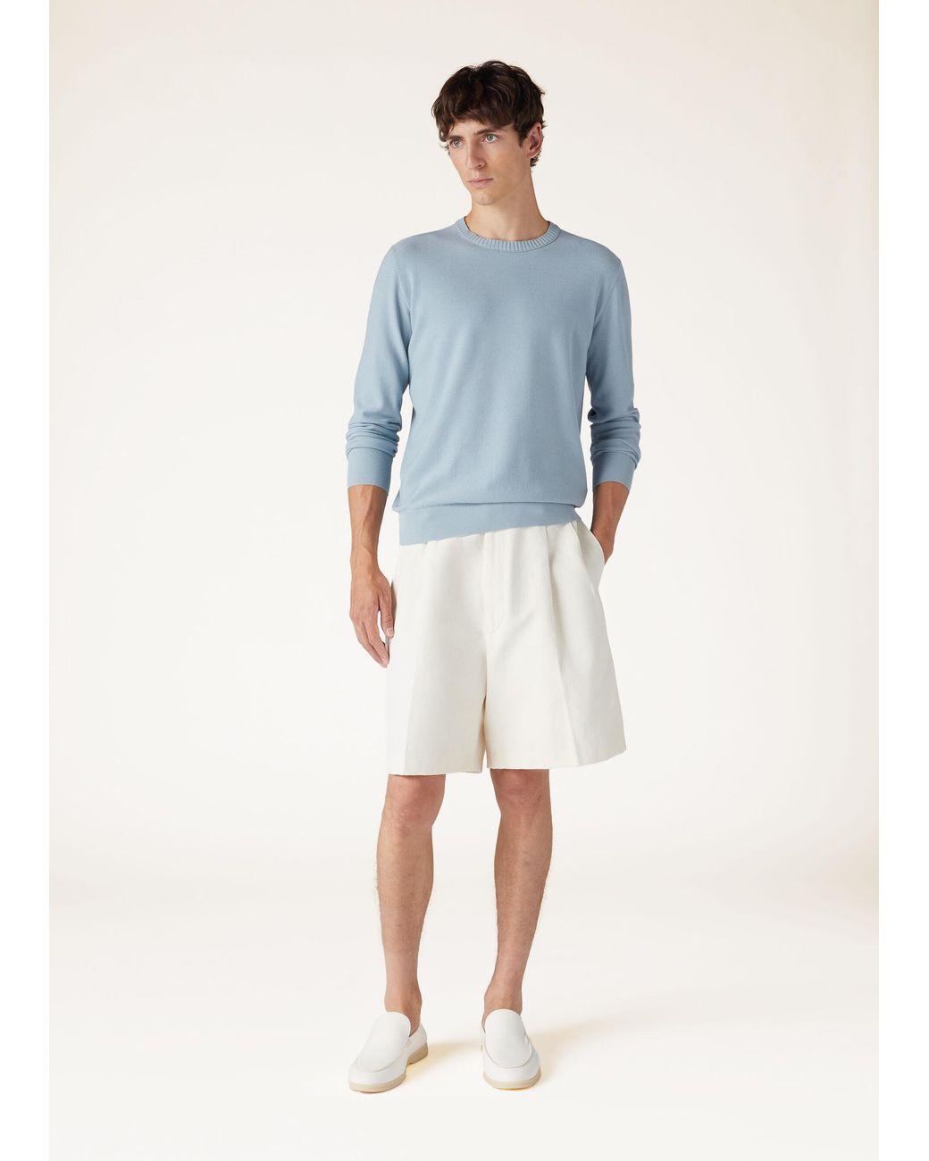 Loro Piana Blue Round Neck Sweater for men