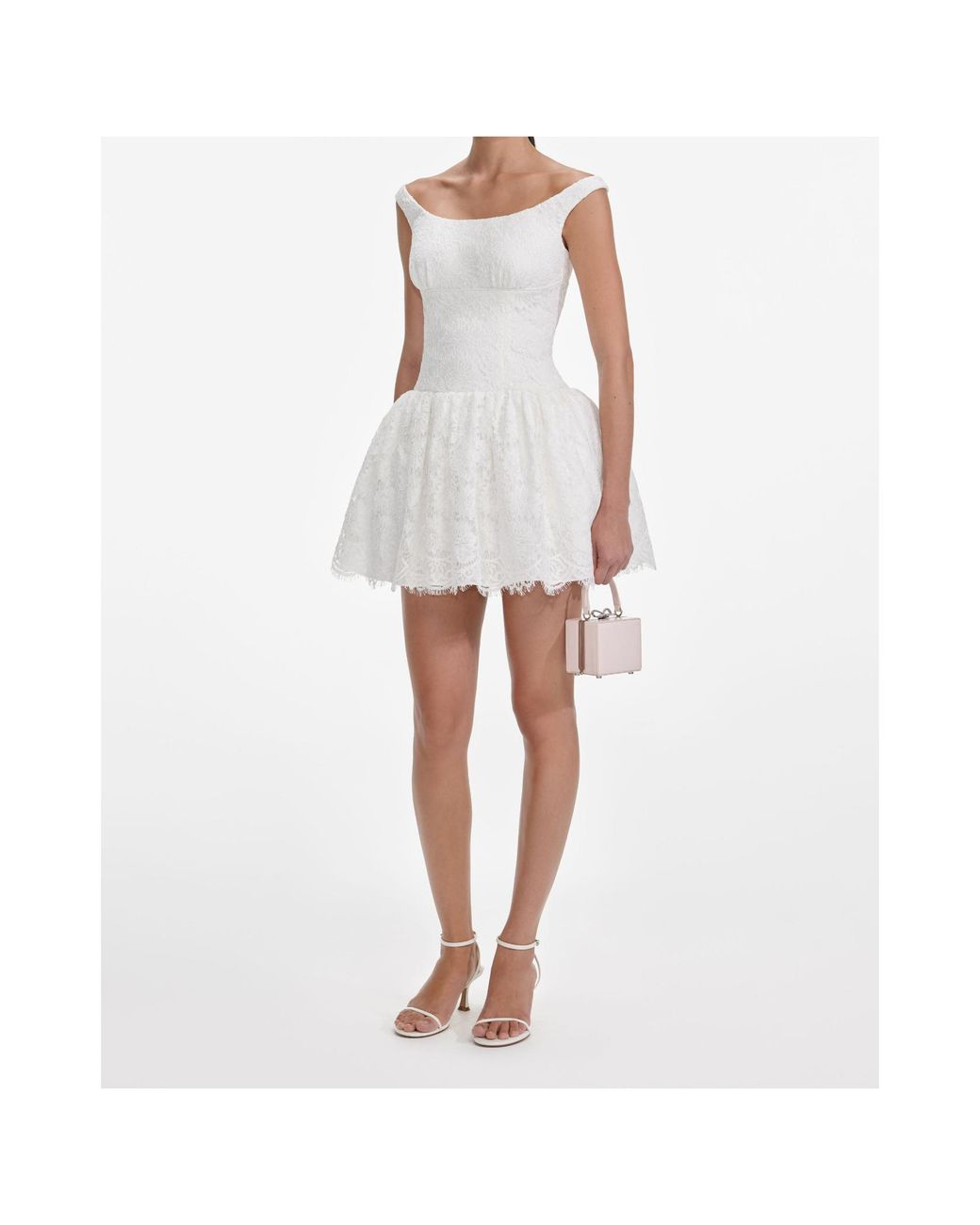 Self-Portrait White Floral Lace Mini Dress
