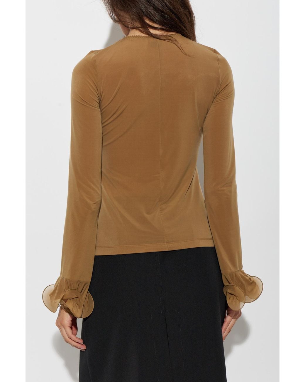 Moschino Brown Decoratively Finished Sleeved Top