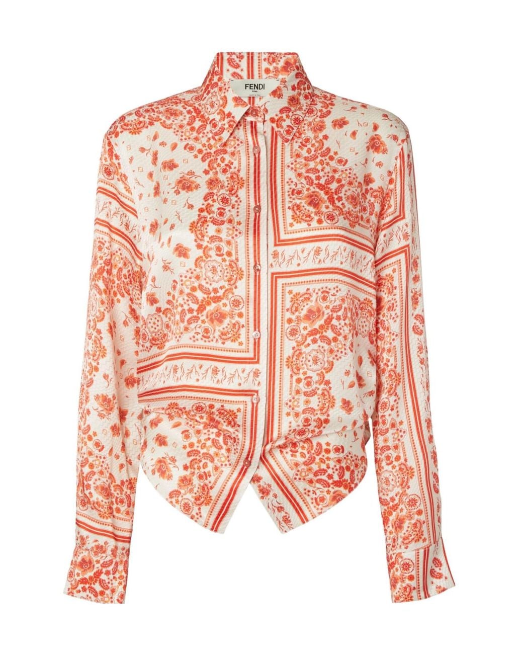 Fendi Pink Coral Bandana Printed Long Sleeved Shirt