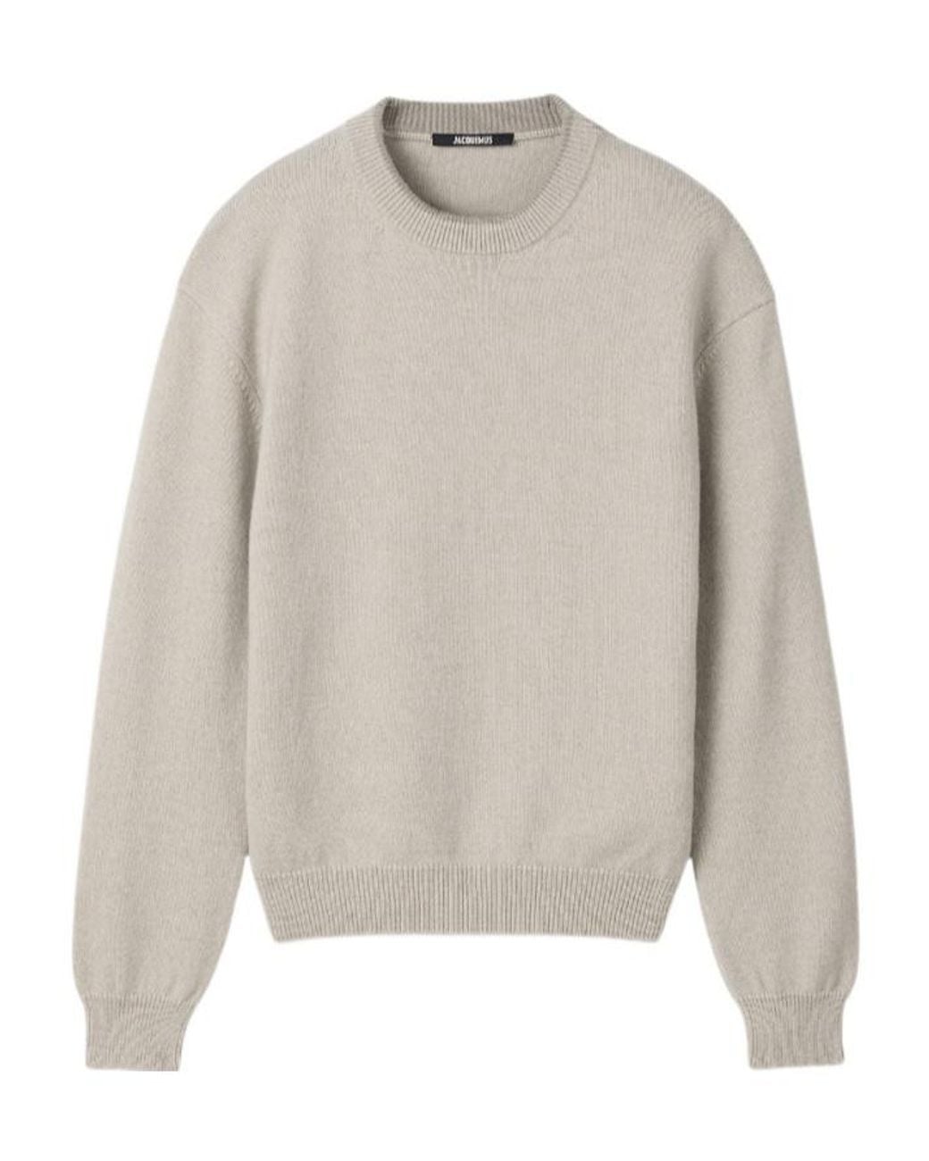 Jacquemus Gray Crew-Neck Long-Sleeve Knit Top