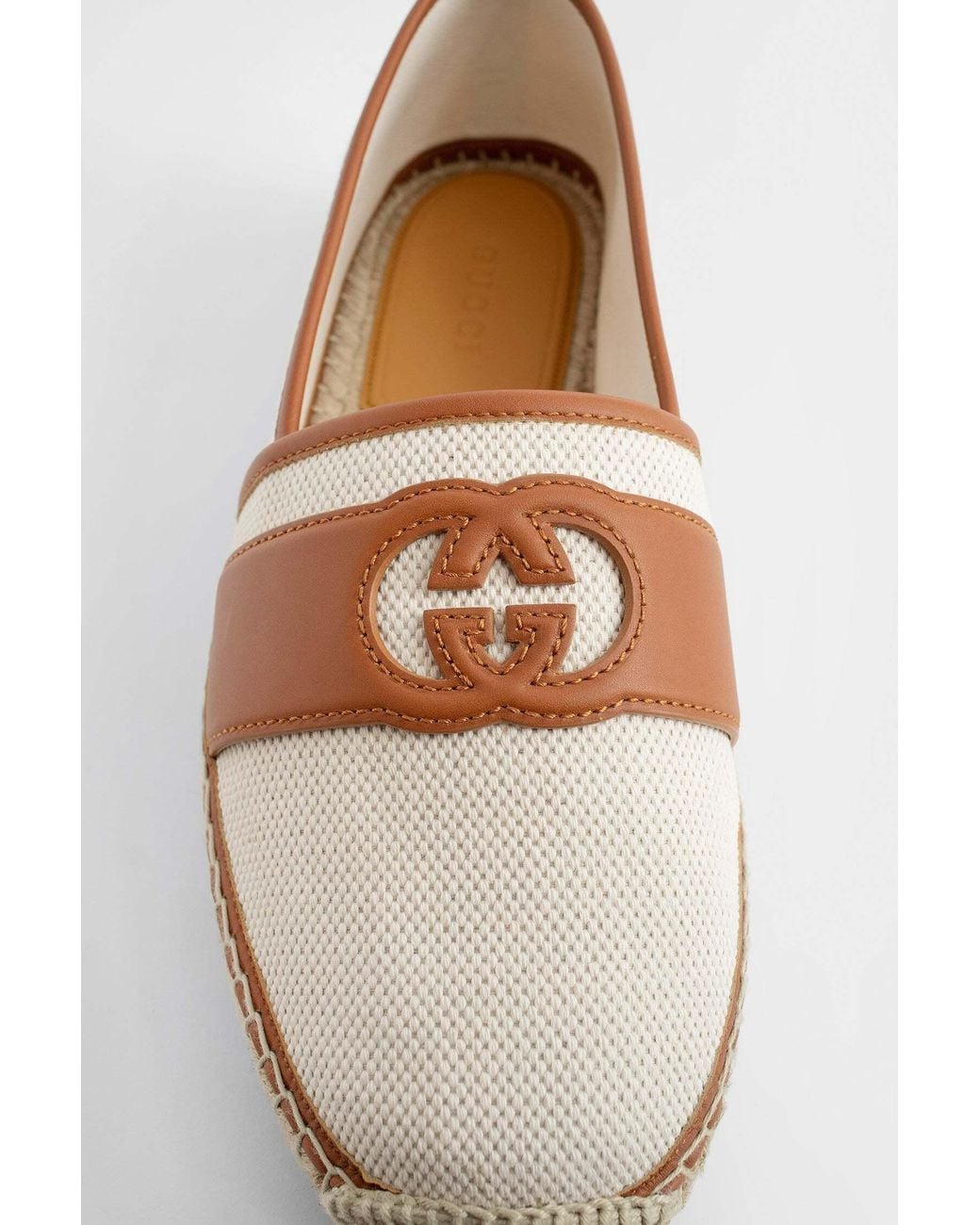 Gucci Brown Logo Cut-Out Slip-On Espadrilles for men