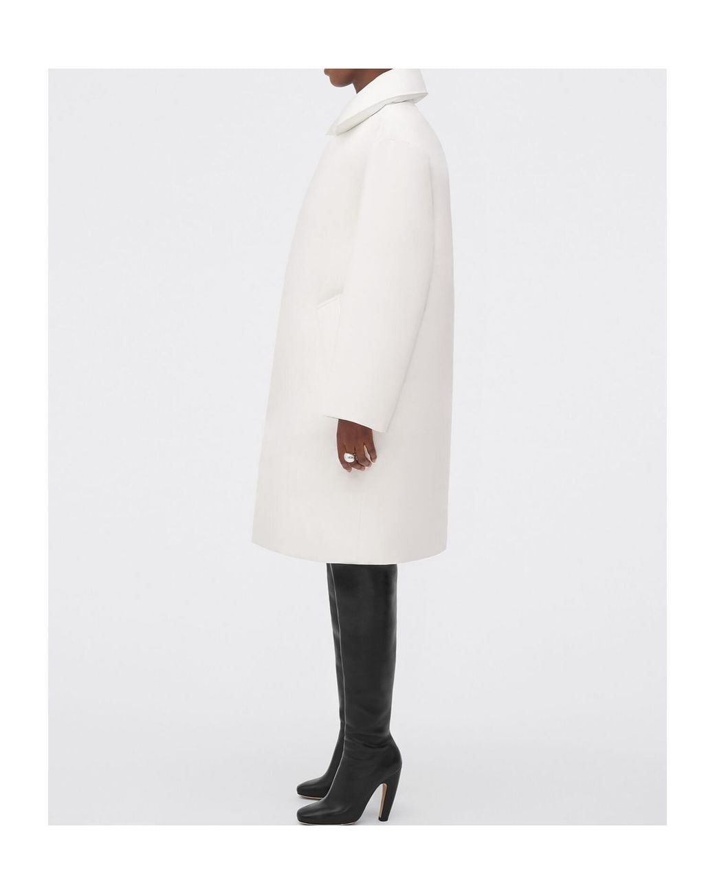 Bottega Veneta White Long Down Jacket With Belt
