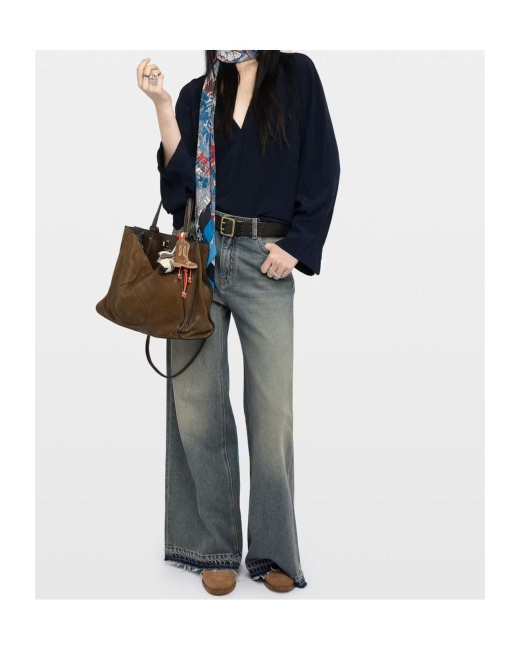 Zadig & Voltaire Blue Torny V-Neck Blouse